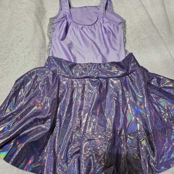 revolution dance Holographic Sequin Purple Silver leotard costume Size Medium 8 - Picture 3 of 6